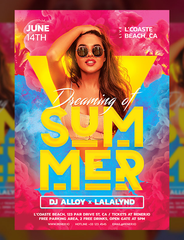 Colorful summer party flyer template