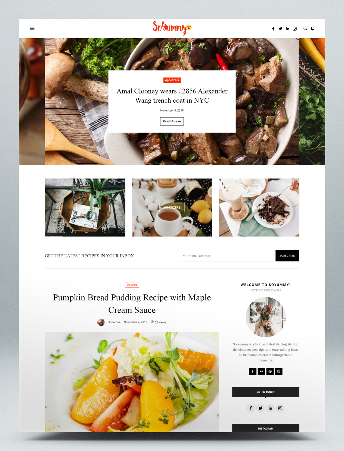 Food blog WordPress theme