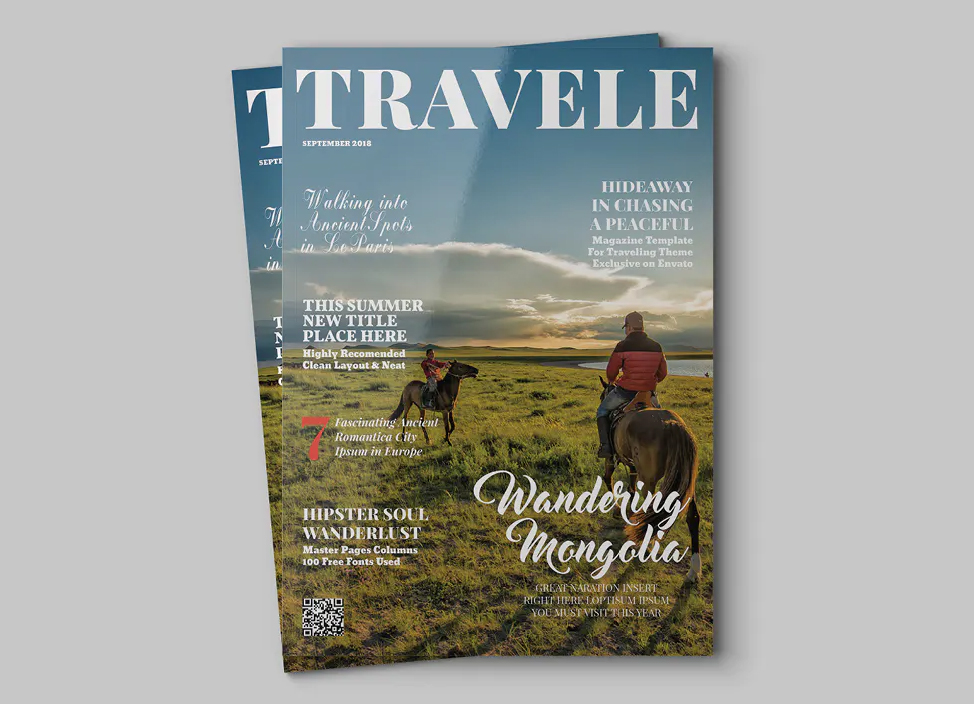 Travel magazine cover layout design