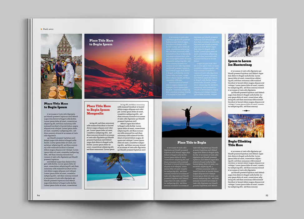 Travel magazine layout template