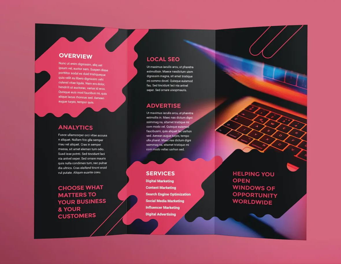 Digital advertising agency tri-fold brochure template
