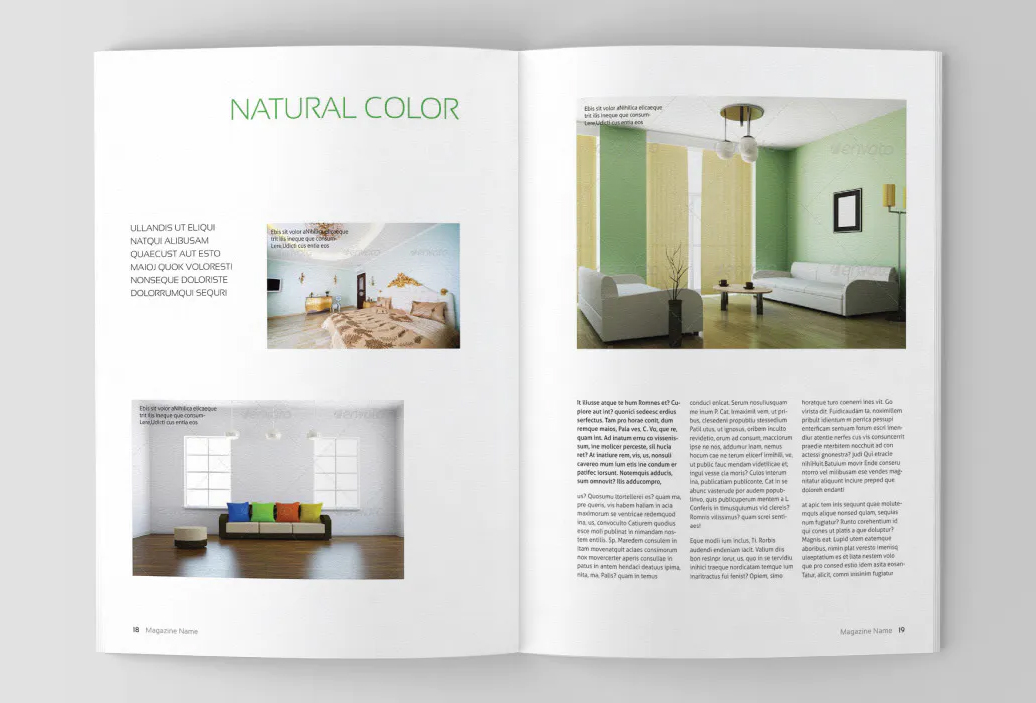 Interior magazine layout template