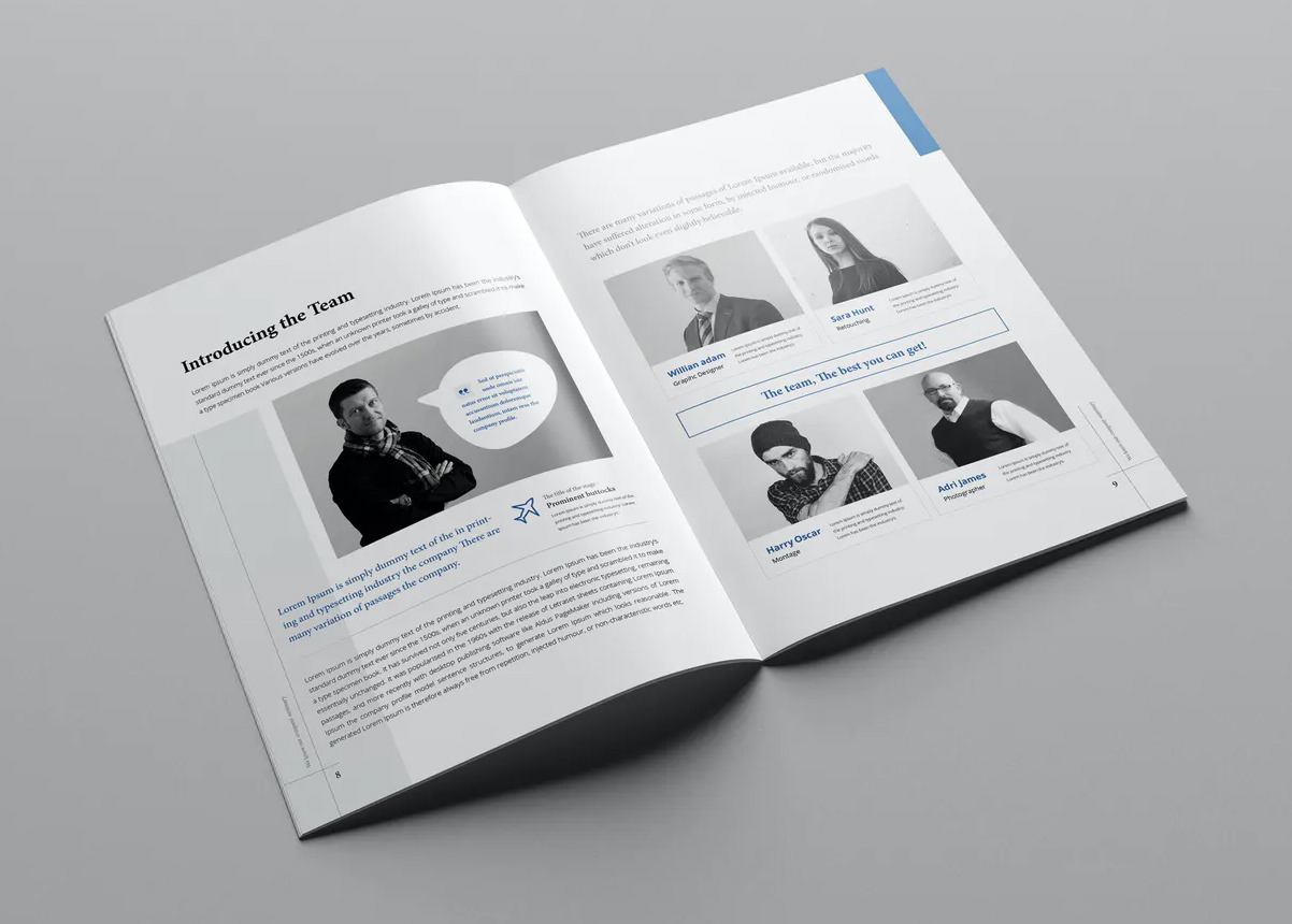 Modern annual report template InDesign