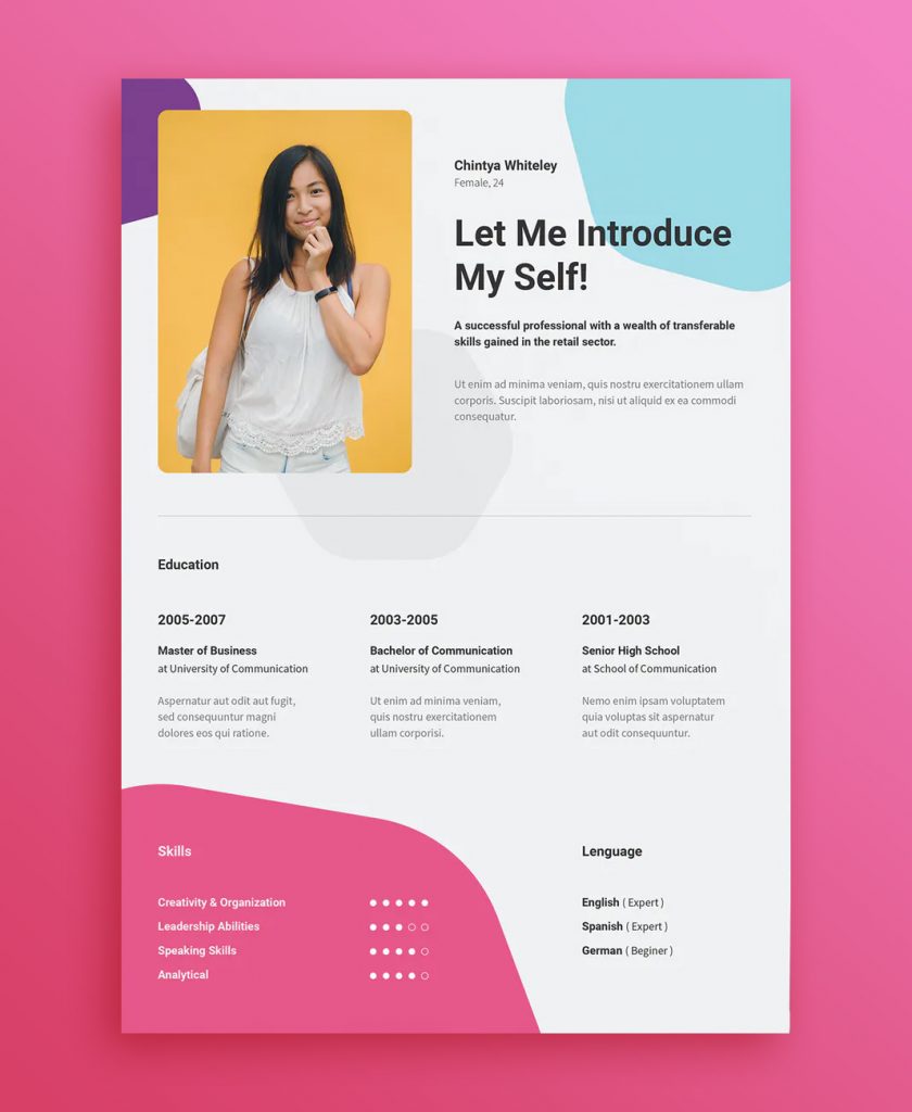 Colorful Resume Template Vector Eps Ai Ksioks 7507