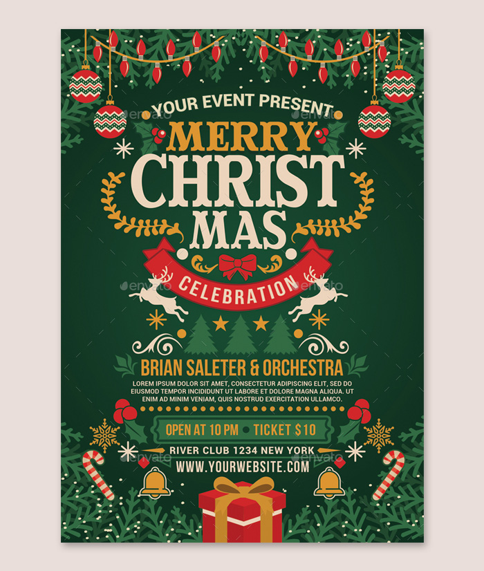 Christmas Party Celebration Flyer Design