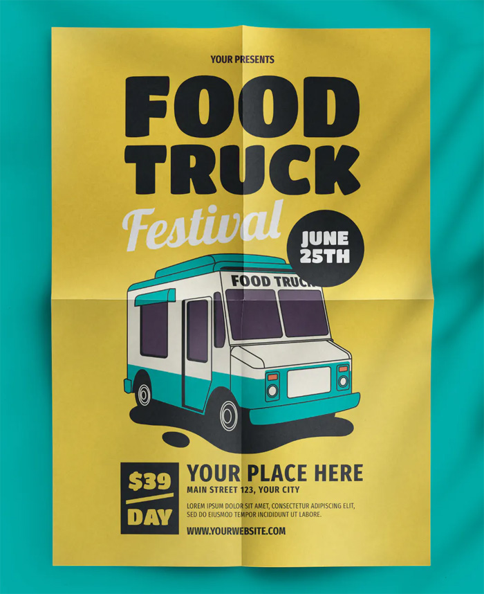 Clean Food Truck Festival Flyer Design