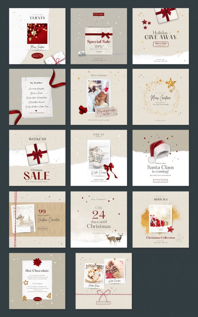 7 Best Christmas Instagram Post Templates Pack - ksioks