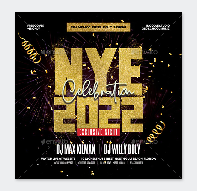 2022 New Year Party Flyer Template