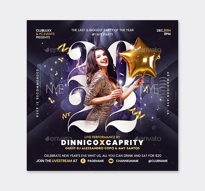 Creative New Year Party Flyer Template