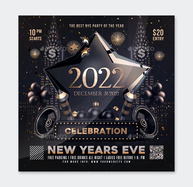 New Year Party Flyer Template PSD