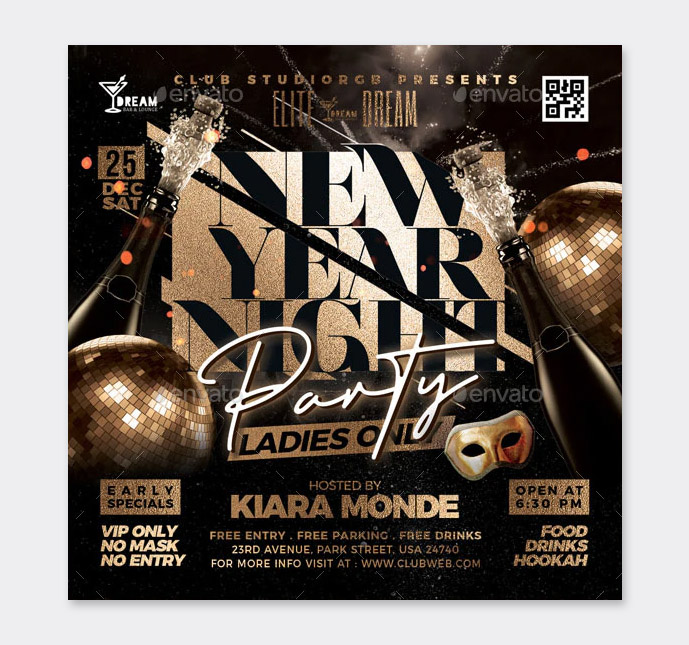 Elegant New Year Eve Party Flyer PSD
