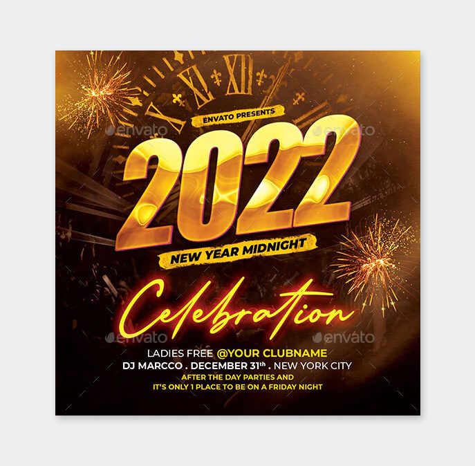 NYE Night Party Flyer Template PSD