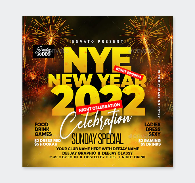 PSD New Year Party Flyer Template