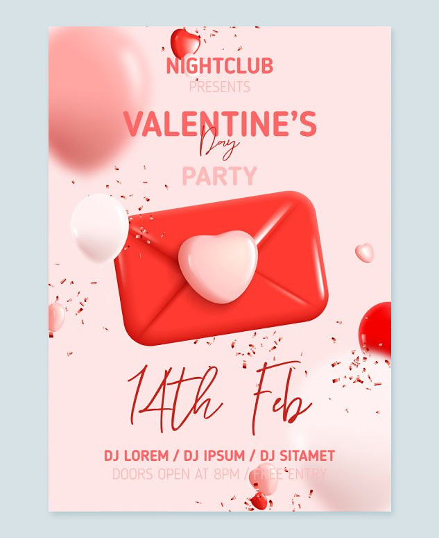 Happy Valentine's Day Party Flyer