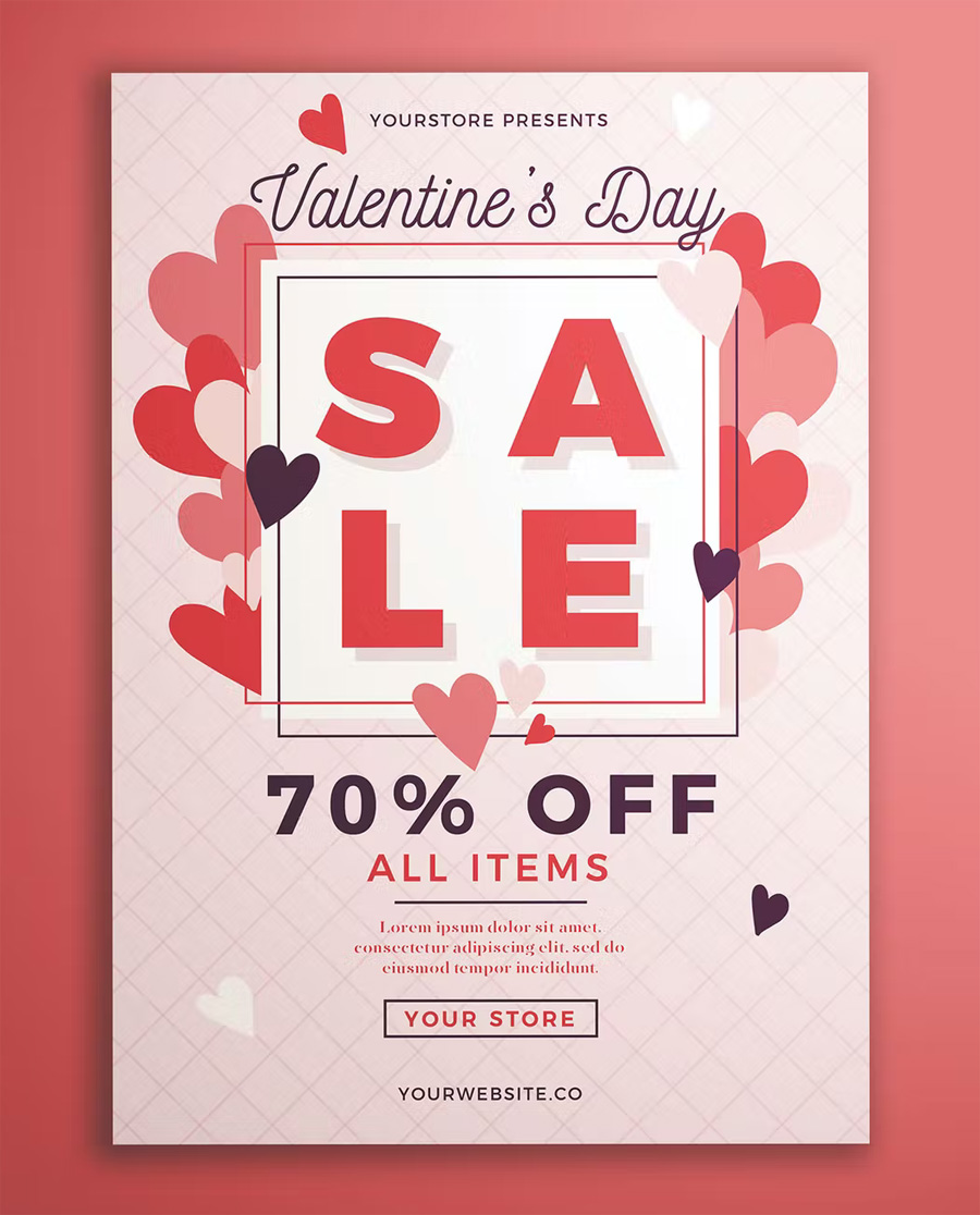 Valentines Sale Flyer Templates PSD