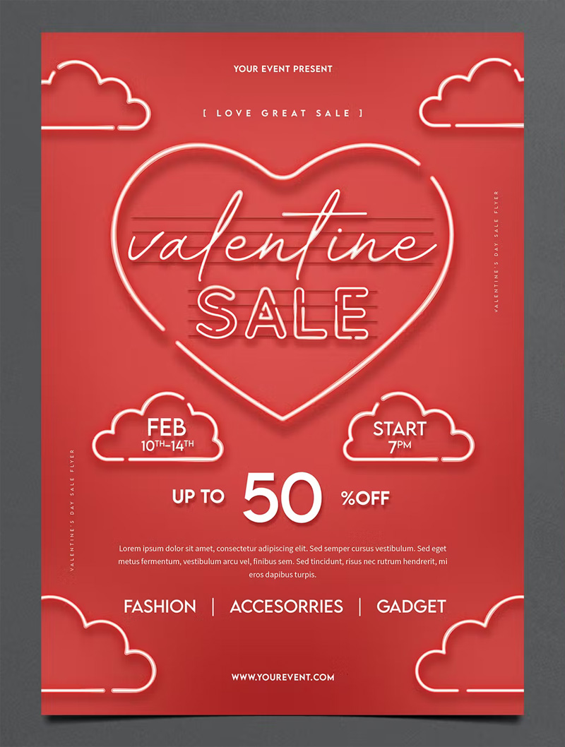 Valentines Sale Flyer PSD Templates