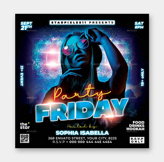 Friday Night Party Flyer PSD