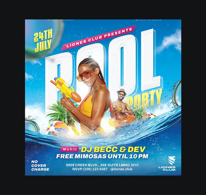 Pool Party Summer Flyer PSD