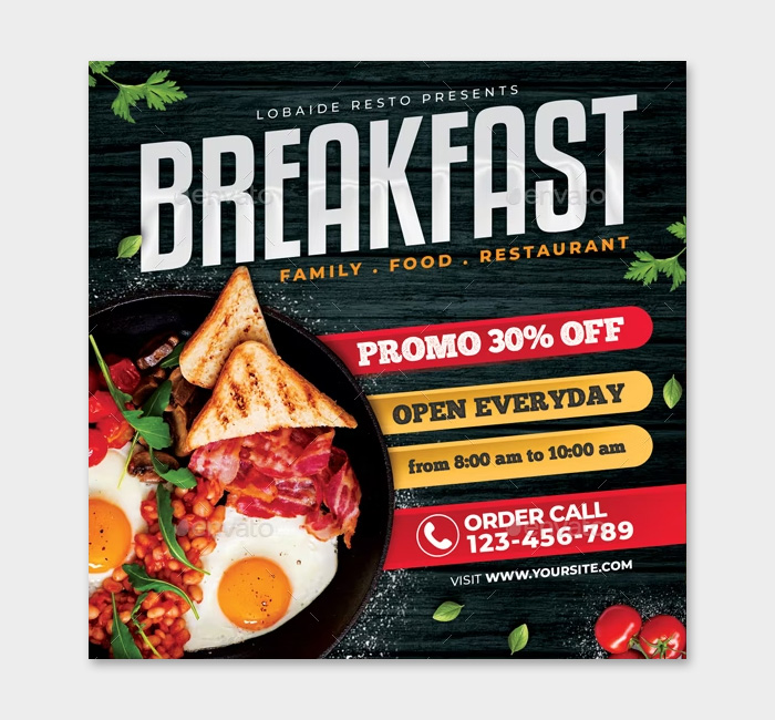 Breakfast Food Flyer PSD