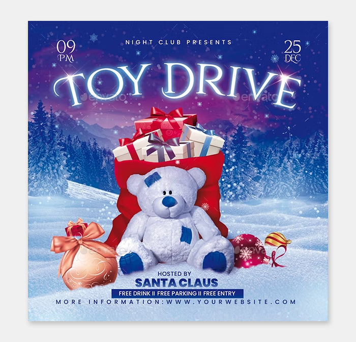 Toy Drive Party Flyer Design