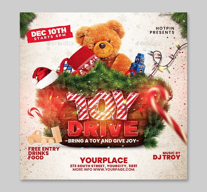 Christmas Toy Drive Flyer Design