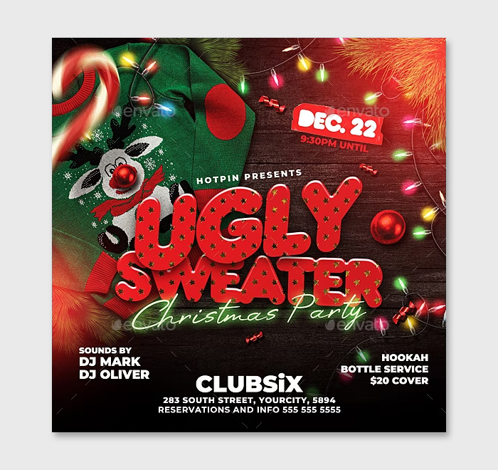 Ugly Sweater Flyer PSD