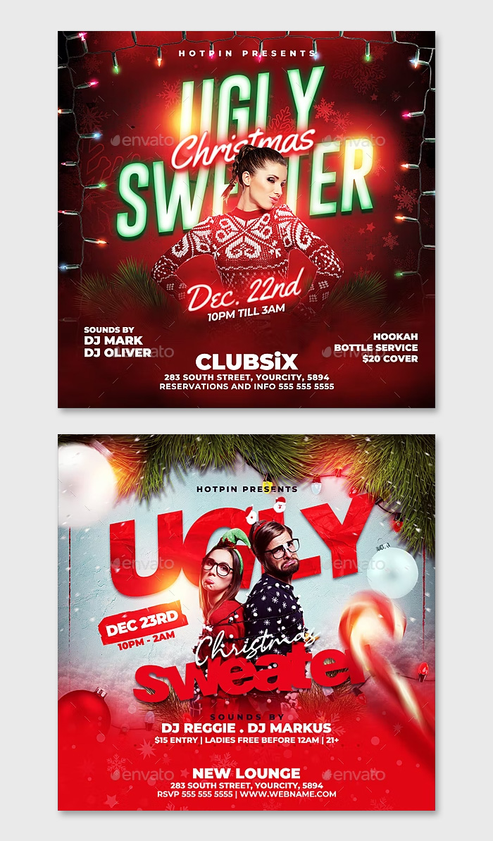 Ugly Sweater Flyer Templates