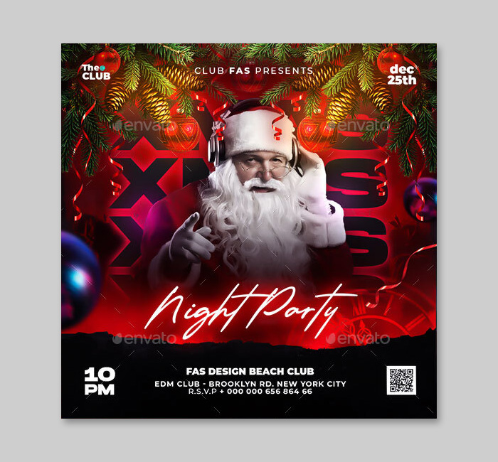 Xmas Night Party Flyer Design