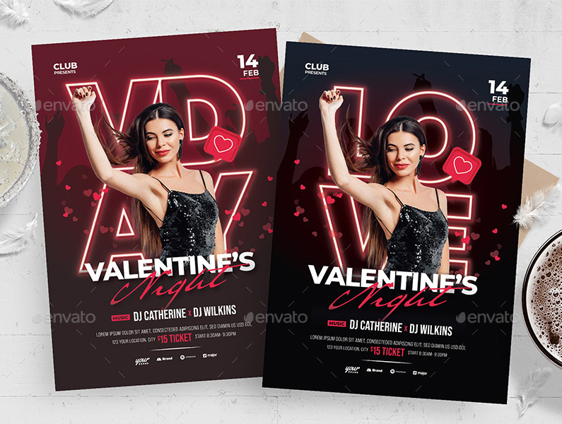 Valentines Night Flyer Design