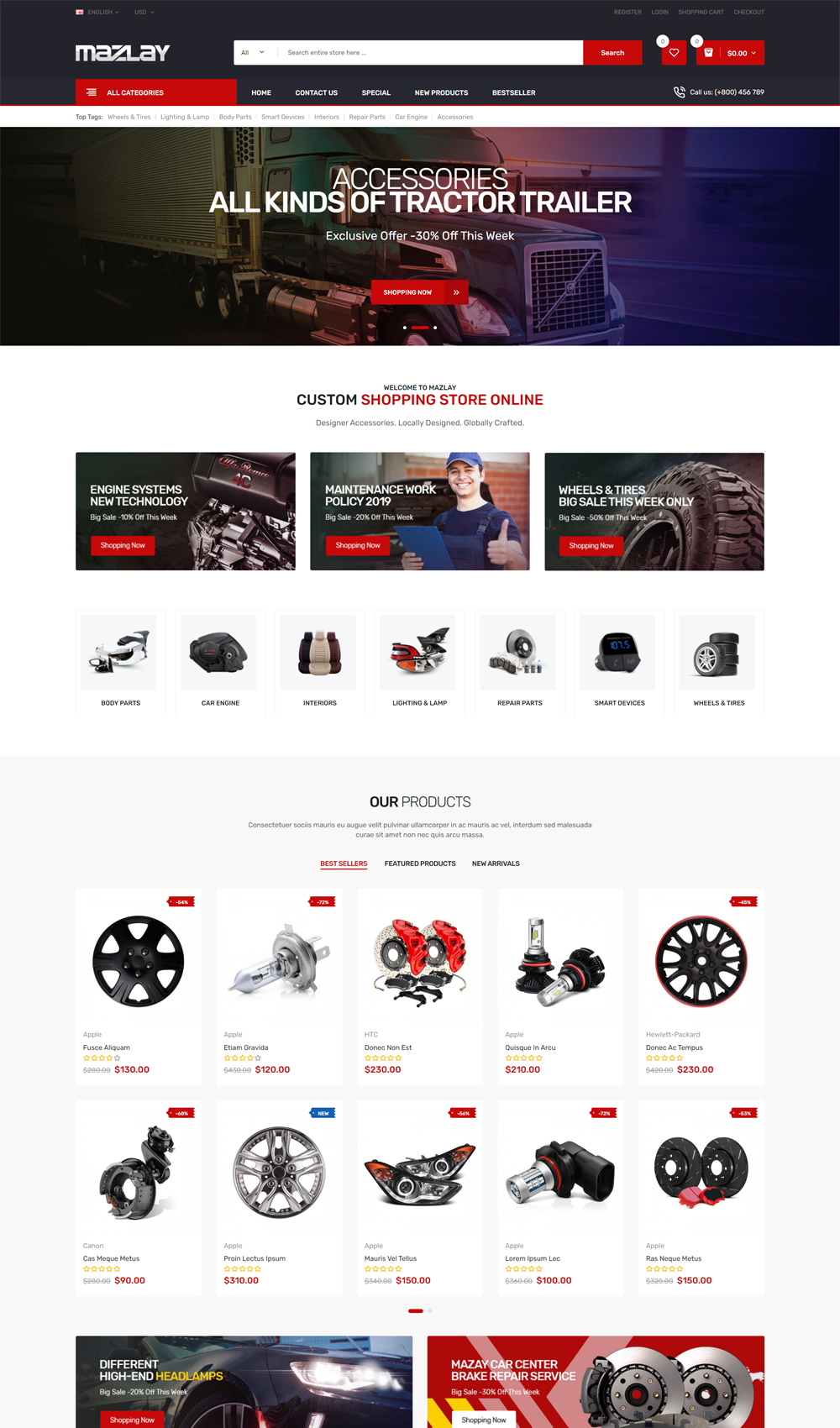 Car Accessories OpenCart Theme