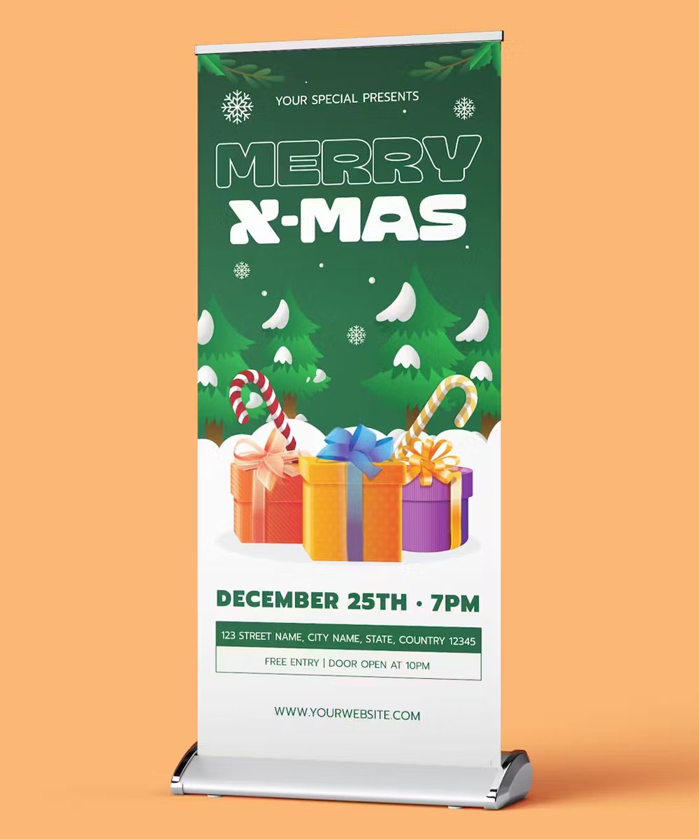 Christmas Party Roll Up Banner Design